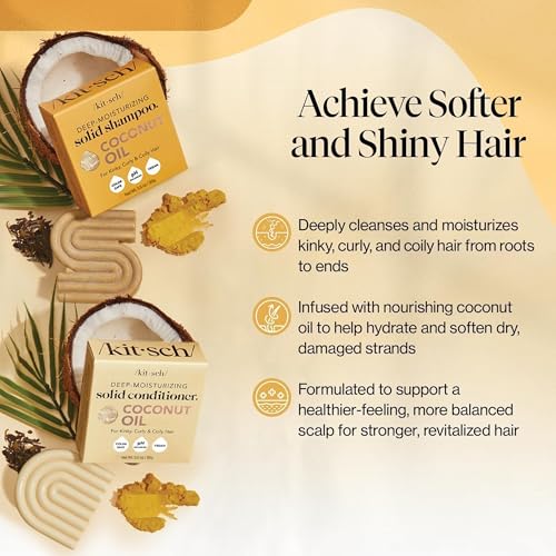 Image of Kitsch Coconut Oil Shampoo and Conditioner Set - Made in USA, 2 pcs