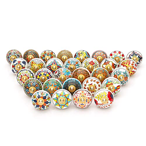 Craft Trade Multicolore Boutons D'armoire de Porte Antique Laiton Céramique Bouton de Porte Tiroir de commode Tire le Placard Boutons de Cuisine et de...