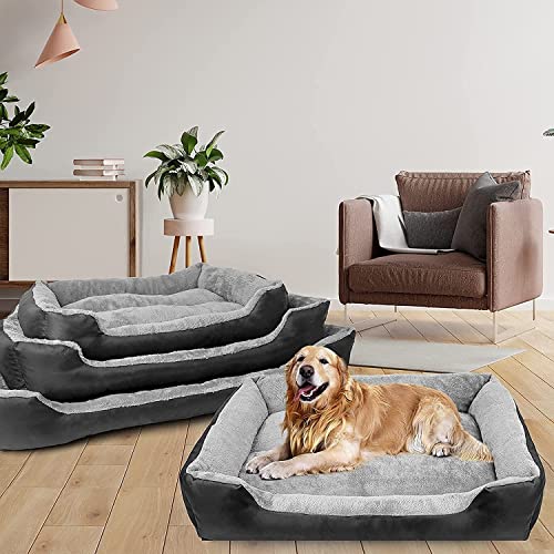 Image of SITSNOOZE Reversible Orthopedic Donut Dog Bed Large Size for Pets 10 to 20 kg Washable Cotton Sofa for Labrador, German Shepherd and Golden Retriever (Black, L)