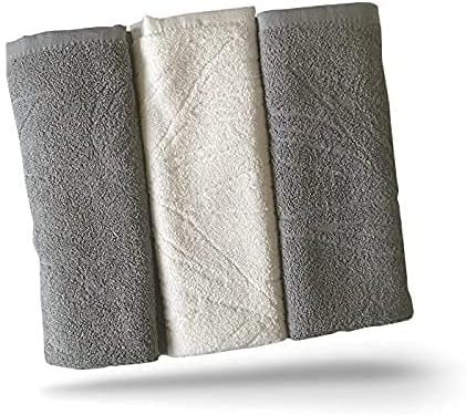 Brooklyn Bamboo Hands Towels for Kitchen Use, Ultra Soft, Organic, Quick Dry and Absorbent - Odor Free and Multipurpose Bamboo Towels Large Size, Pack of 3, Grey and Off White Color