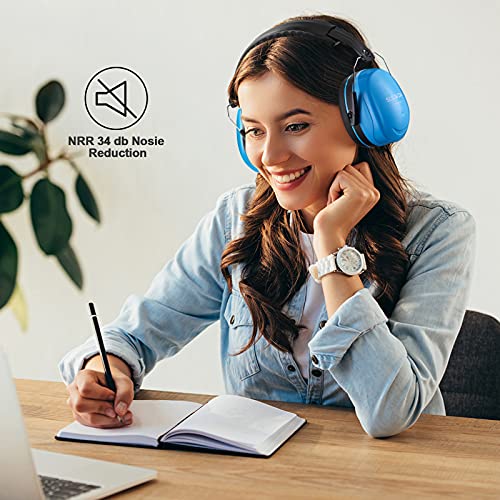 Sulwzm Hearing Protection Ear Muffs,Nrr 28Db Noise Cancelling For Shooting, Mowing, Construction,Blue #TOP4