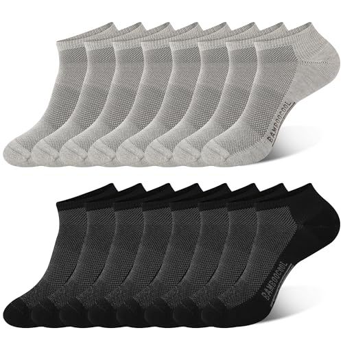 BAMBOO COOL Men's Ankle Athletic Socks Moisture Wicking Low cut Mesh Running Socks Arch Support, 8 Pairs