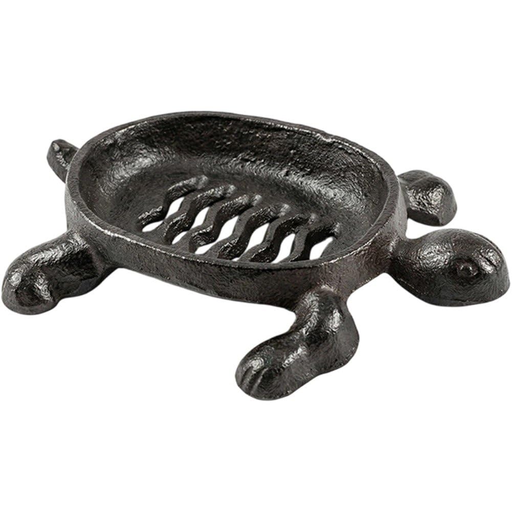 Turtle Soap Dish Holder Cast Rustic Self Draining Soap Holder Portable Shower Soap Box for Bathroom Bathtub Kitchen Sink
