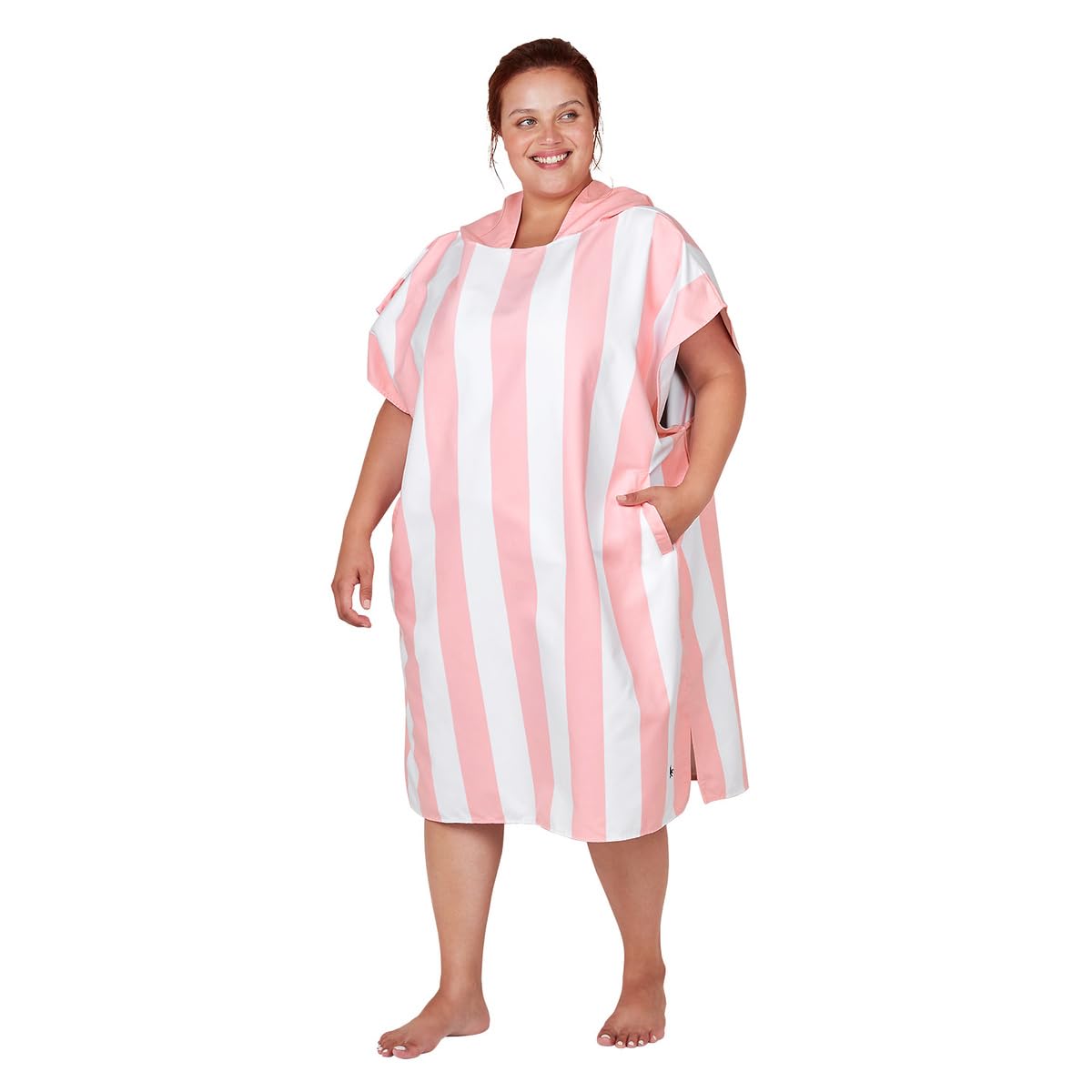 Dock & Bay Poncho para Adulto - Toalla con Capucha y Bolsillos - para Playa y Piscina - Súper Absorbente, de Secado rápido - Cabana - Malibu Pink, Medium (90x70cm, 35x28)