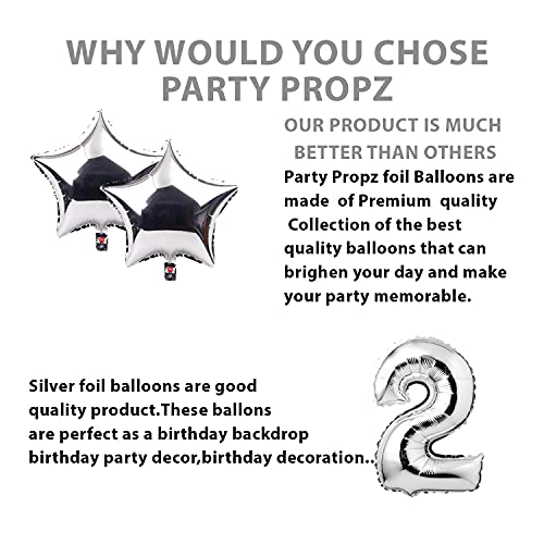 Image of Party Propz 2Nd Birthday Decoration Items Silver For-63Pcs Two Sweet Decoration-2Nd Birthday Party Decorations|Birthday Decorations Kit For Girls 2Nd Birthday / Baby Birthday Decoration Items 2 Year