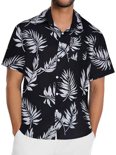 Image of Men Hawaiian Shirt Short Sleeve Summer Beach Button Down Shirts with Pocket