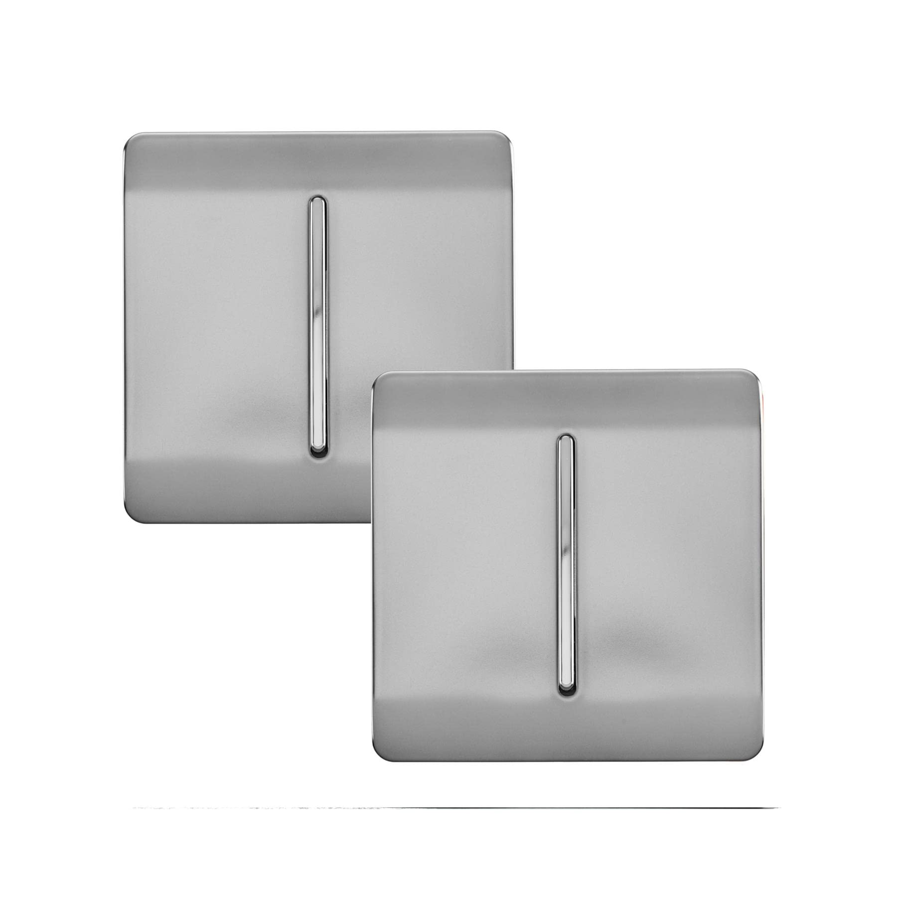 Trendi 1 Gang 2 Way Artistic Modern Glossy 10 Amp Rocker Light Switch Stainless Steel (2 Pack) 631576366124