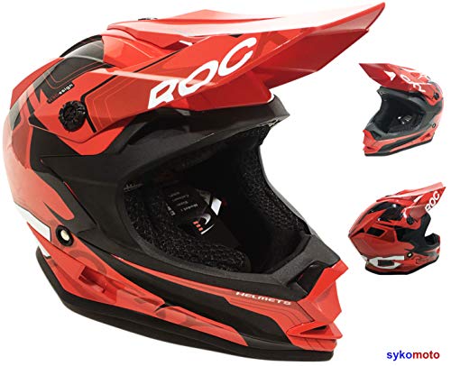 3GO XK188 Casque de moto rouge Rocky Cub enfant, motocross, quad ATV, dirt, enduro