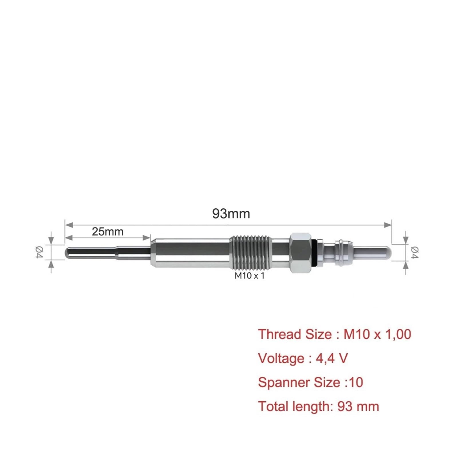 Candelette diesel Compatibile con Grand per Scenic III 2009 2010 2011 2012 2013 2014 2015 4X candelette per riscaldatore ausiliario 4,4 V 8200794920 1855080KA0000