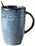 Europäische Retro Keramik Hohe Tasse Blaue Kaffeetasse Mit Handgriff Großraum Haushaltsbüro Trinkbecher Und Tassen Geschenke 600ML