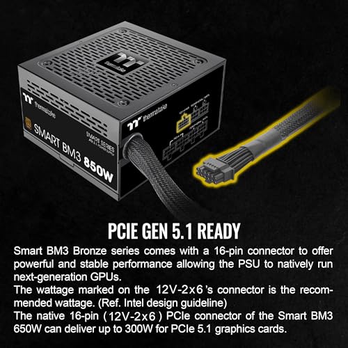 Image of Thermaltake Smart BM3 850W 80Plus Bronze ATX 3.1 & PCIE 5 Ready Semi-Modular Power Supply; 105C /221F Japanese Capacitor; 5 Year Warranty; PS-SPD-0850MNFABU-3
