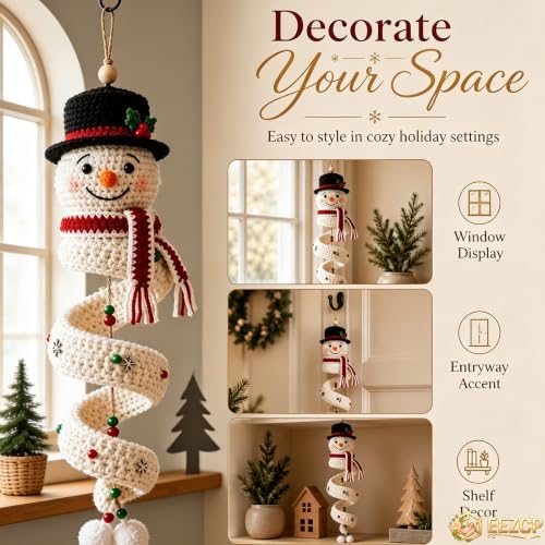 EEZCP Crochet Snowman Spiral Ornament DIY Kit, Step by Step,All - 1