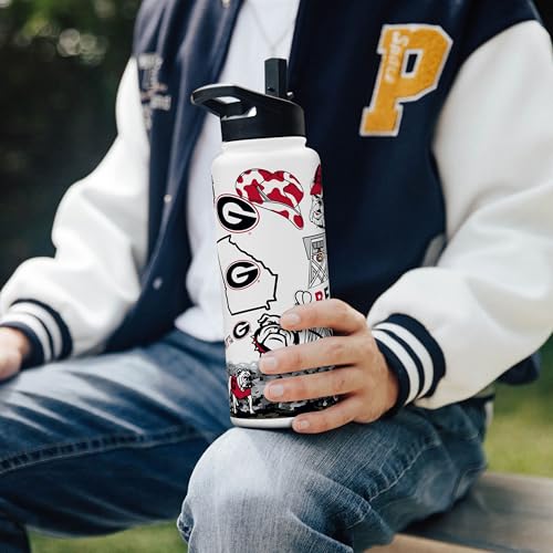 Image of Logo Brands NCAA Native 34 oz Quencher Water Bottle - | Local Icons Design | Double-Wall Insulated| Leak-Proof Lid & Built-In Straw
