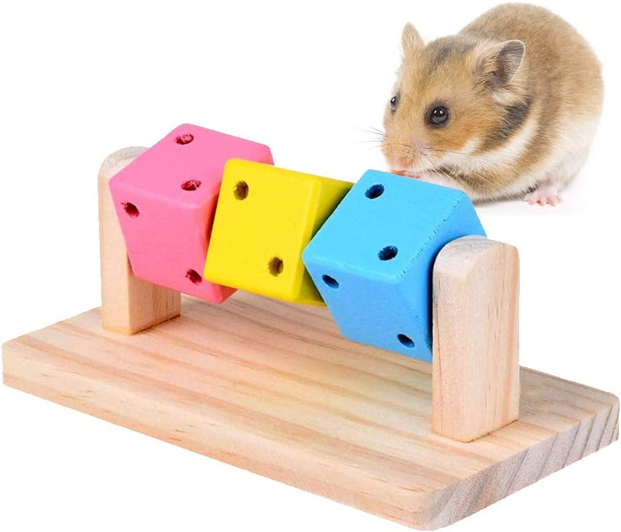 Rat Wooden Block Chew Toy for Grinding Teeth with Play Platform,Hamster Natural Wood Chewing Toys for Rodent Guinea Pig Mouse Gerbil and…