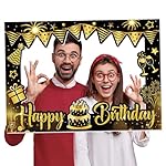 Birthday Party Decorations for Boys & Girls - Black & Gold Photo Booth Props & Selfie Frame Set - Image 2