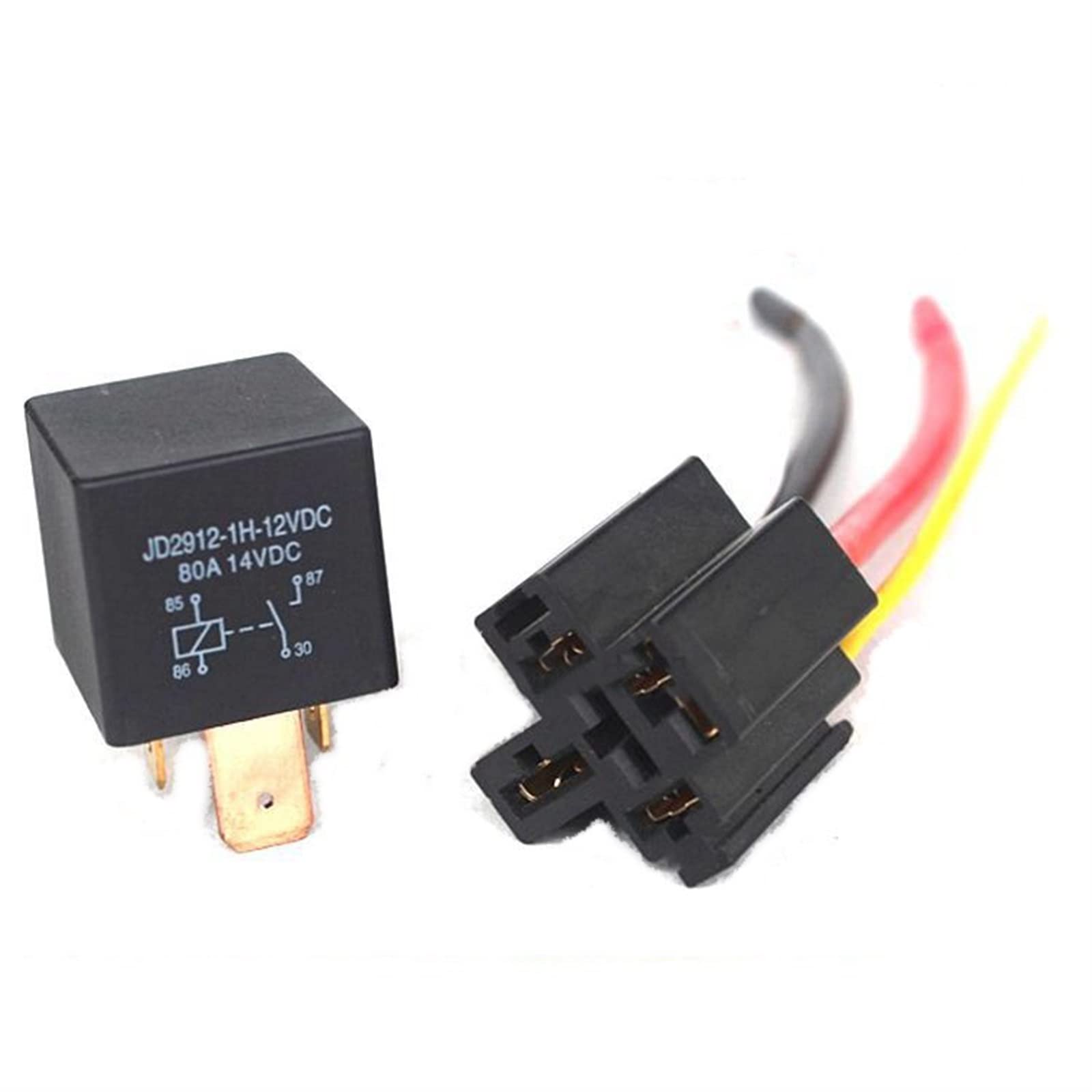 AQHYEBNSR DC 12V/24V Waterproof Car Relay 4 Pin 5 Automotive Relays 80A for Head Light Air Conditioner with Socket