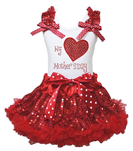 Vestido de niña con corazón rojo y falda de lentejuelas para fiestas