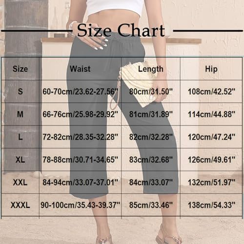 Linen Pants Women Drawstring Capris Pants for Women Summer Cropped Trousers High Waist Casual Pant with Pockets3