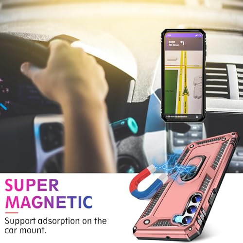 Image of for Samsung Galaxy S24 Case with Screen Protector, Military Grade Rugged Shockproof Heavy Duty Galaxy S24 5G Protective Cover for Samsung S24 5G Magnetic Ring Kickstand Phone Case (Pink)