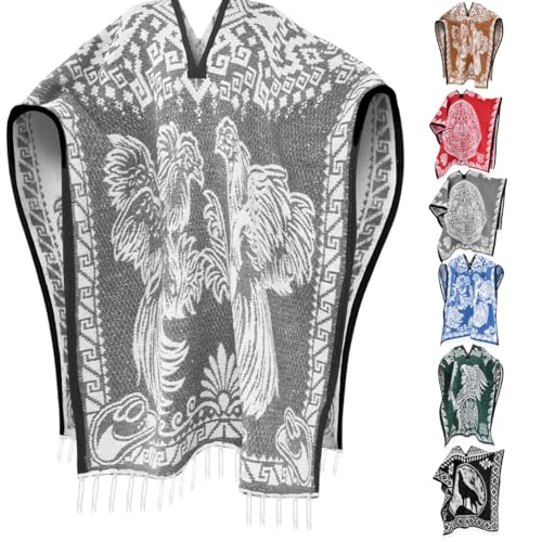 Artisans Bazaar Mexican Poncho Jorongo Gaban Warm Comfortable Made in Mexico Unisex Winter Coat