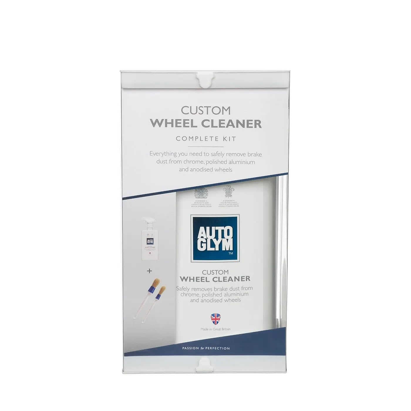 AutoglymCustom Wheel Cleaner - Premium Car Care Kit Comes with (500ml) Acid-Free Car Wheel Cleaner Spray and (2) Soft Car Wheel Cleaning Brushes