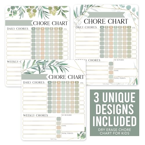 Image of Hadley Designs Magnetic Chore Chart for Kids Multiple Kids - Dry Erase Chores Chart for Adults and Teens, Responsibility Task List for Family, Fridge Task Board Tracker at Home, Greenery Chore Board