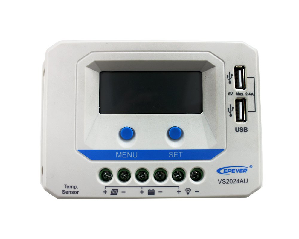 EPEVER VS2024AU, Regolatore di carica PWM, 20 A, automatico Riconoscimento 12 V/24 V
