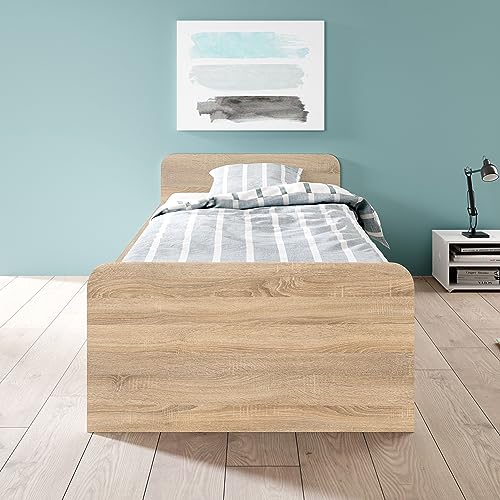 Boro Modernes Einzelbett mit 3X Schubkästen 90 x 200 cm - Praktisches Jugendzimmer Kojenbett in Eiche Sonoma Optik - 95 x 66 x 204 cm (B/H/T)