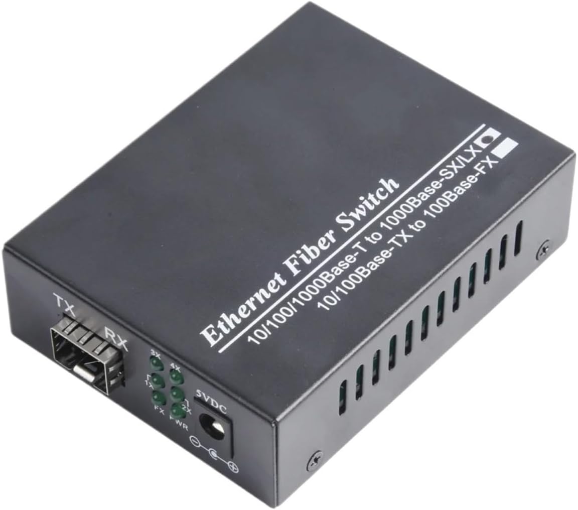 Gigabit SFP Media Converter 1 SFP to 4 RJ45 Transceivers 10/100/1000M Fiber Optic Switch(2PCS)