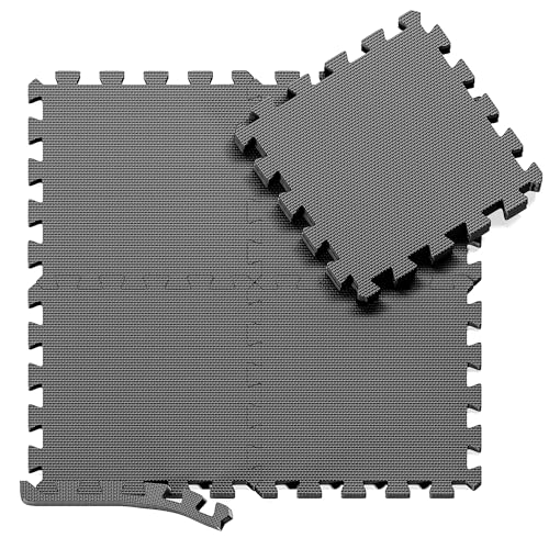 Durable EVA Gym Mats for Home Non-Slip Foam Mats – 1 cm thick Interlocking Floor Mats for Gym Flooring and Garage Floor Tiles (30x30, Pack of 10) (Grey, Pack of 1)