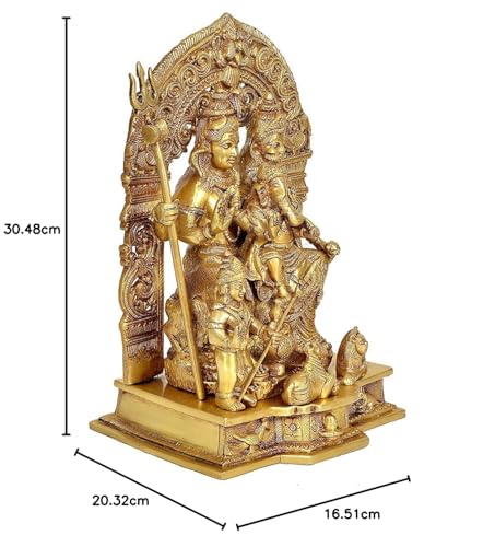 Image of AONA Shiv Parivar Brass Action Pooja Idol /Brass Made Shiv Parivar /Shiv Parvati Ganesh Idol For Good Luck, Success And Prosperity, Height : 12 Inch