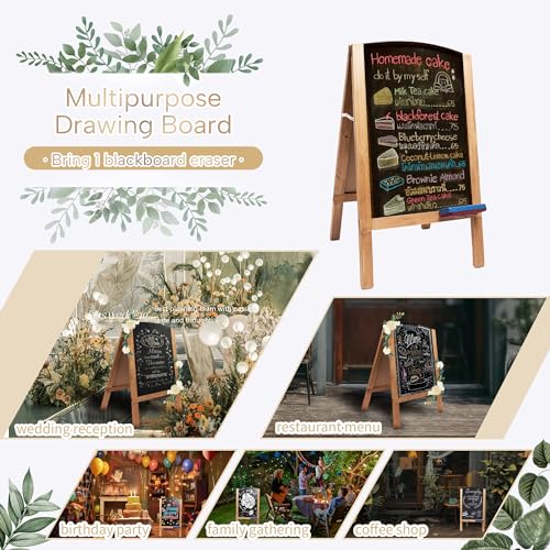 HPC Decor Chalk Board 30.5" x 18",A-Frame Chalk Board Sign Board,Rustic Double-Sided Magnetic Board,Menu Chalkboard,Sandwich Board Signs Outdoor,Chalkboard Easel for Wedding Party, Restaurant Display - Thumbnail 7