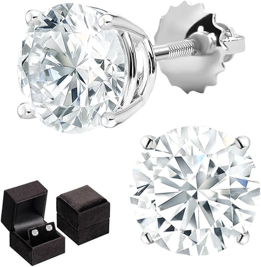 Diamond2Deal 14k White Gold Round Lab Grown Diamond Stud Earrings (1ct to 6ct, D-E Color, VS Clarity)3