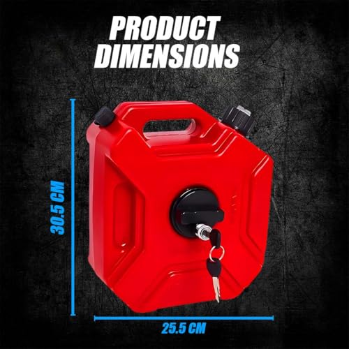 Image of Universal 5 Liter Fuel Jerry Can With Clamp and Cap For Motorcycle | Fuel Container Heavy Duty construction for Petrol /diesel /kerosene Storage (Red)