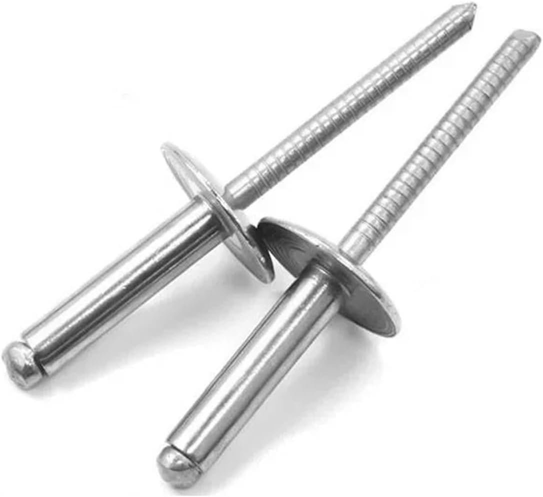 Remaches ciegos, remaches ciegos Cúpula de cabeza plana grande de acero inoxidable 304 M3.2 M4 M4.8(Silver 10mm,M3.2 20pcs)