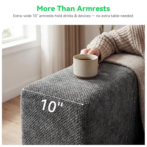 Image of MONVANE Oversized Boneless Sectional Couches for Living Room, 10-Seat Cloud Couch, Modular Sofa with Ottoman & 10 Throw Pillows, Comfy Chenille, No Assembly Required, Gray