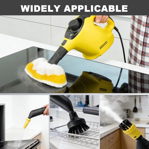 12 Stück Zubehör für Kärcher Dampfreiniger SC1 SC2 SC3 SC4 SC5, Dampfreiniger Bürste Set inkl Handdüse, Verlängerte Düse, Gebogene Düse, Kleine Rundbürste, Microfiber Cloth, Fugen Düse, Siegel