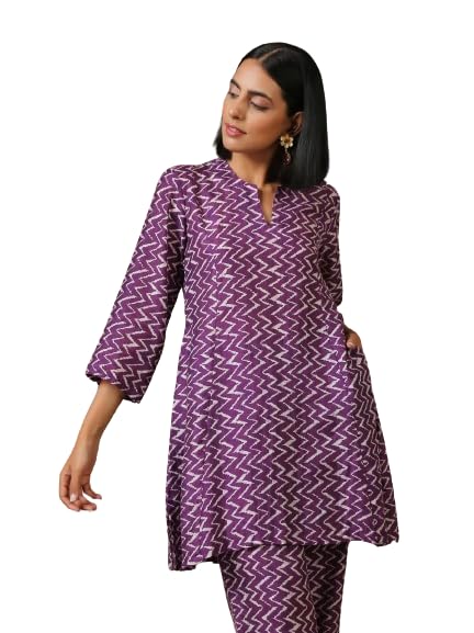 mc mansi creation MC Mansi Women's Trendy Printed Muslin Cotton Straight Purple Colour Kurta and Palazzo Set.-picture-40