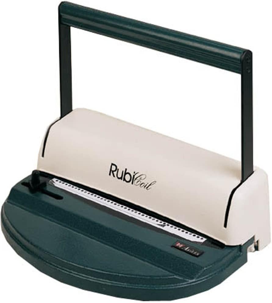Akiles ARC-L41 RubiCoil Coil Punch and Inserting Equipment, Punches Up to 10 Sheets of 20lbs Bond Paper, 6mm or 4:1 Pitch, Side Margin, Waste Drawer, Round (4mm Diameter) Hole Punch