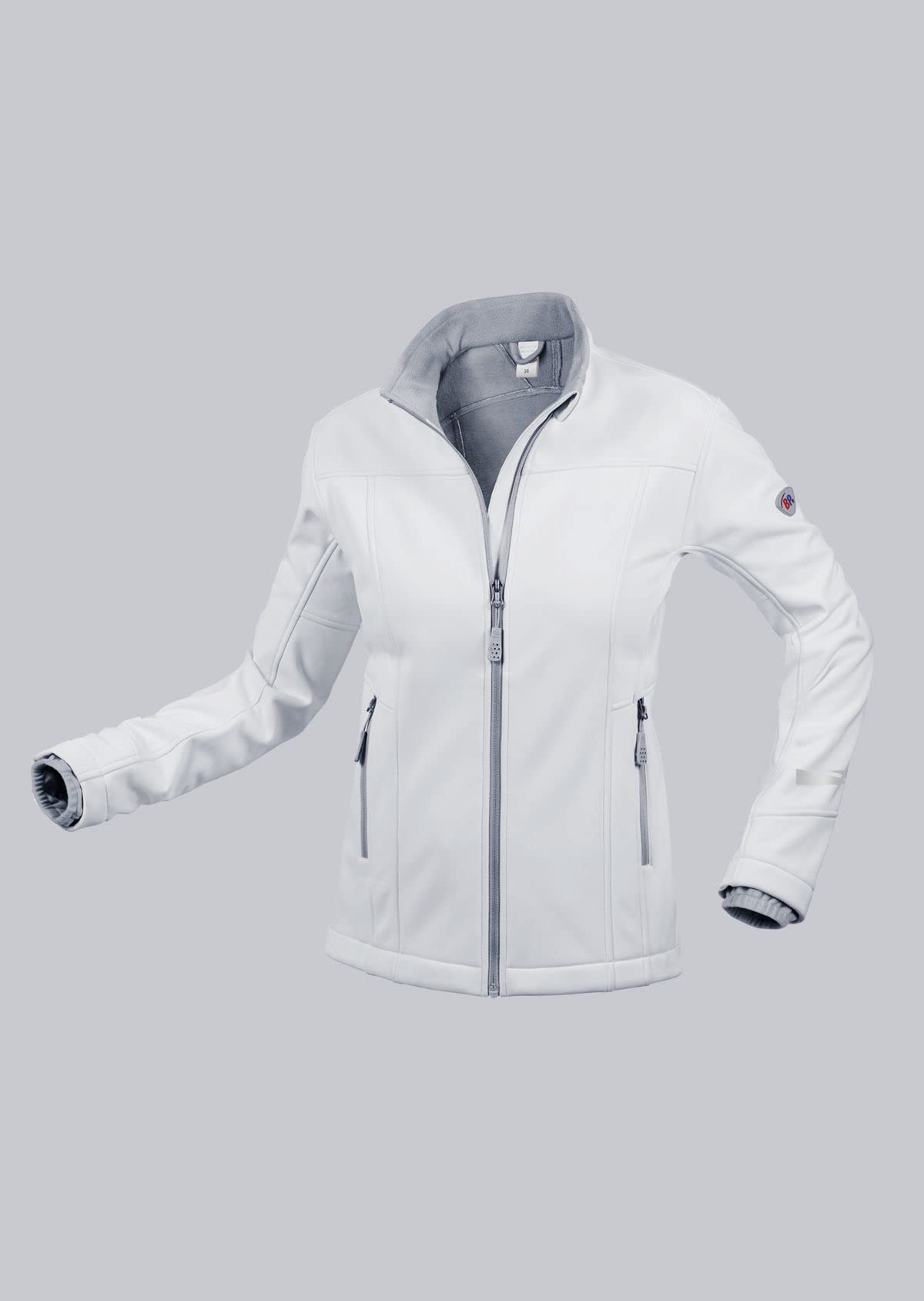 BP 1695-571-21-M Damen-Softshell-Jacke, Stehkragen, Frontreißverschluss, 255,00 g/m² 100% Polyester, weiß, M