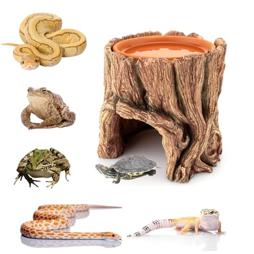 SLWHYZL Reptile Hide - Resin Leopard Gecko Tank Accessories Toad House with Clay Water Basin Humidifying Help Shedding for Leopard Gecko