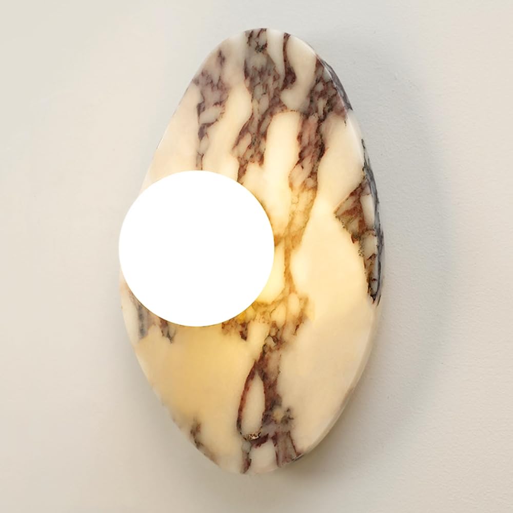 Alabaster Wall Sconce Hardwired G9 Modern Bathroom Sconces Wall Light 3000K LED Natural Marble Wall Sconces With Glass Wall Lamp Natural Alabaster Sconce Lighting Marble Stone Vanity Light Fix