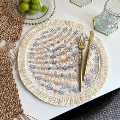 Set de table rond cuir mandala lot de 4 idée cadeau fêtes