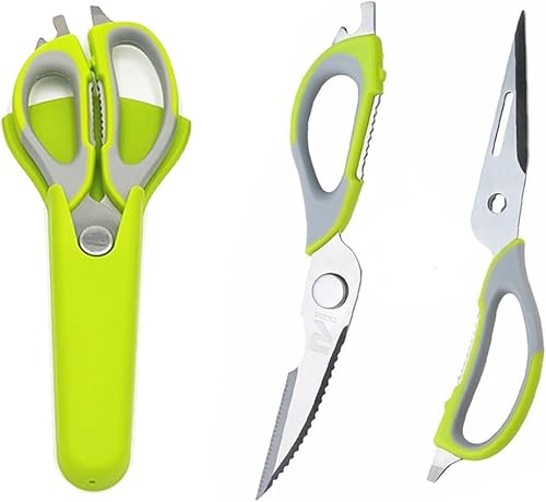 Tijeras de cocina, tijeras profesionales resistentes de acero inoxidable multiusos con tapa, tijeras de cocina afiladas resistentes para verduras,