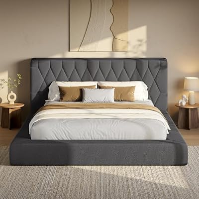 ADORNEVE Upholstered Cloud Bed Frame California King with 5.9" Headboard, 4.9" Fully Cushioned Platform Bed, Soft Rounded Corners & Noise-Free for Master Bedroom,15-Min Easy Assembly, Grey