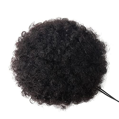 Accesorios para Moño para Mujer Afro Curly Ponytail Fluffy Bubble Drawstring Natural Black Brazilian Human Hair Clips en extensiones de cabello moño rizado