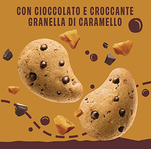 Pavesi Biscotti Frollini Gocciole Caramel, Biscotti da Colazione con Granella di Caramello e Gocce di Cioccolato Fondente, Senza Olio di Palma, 300 g (Confezione da 3) - Immagine 2