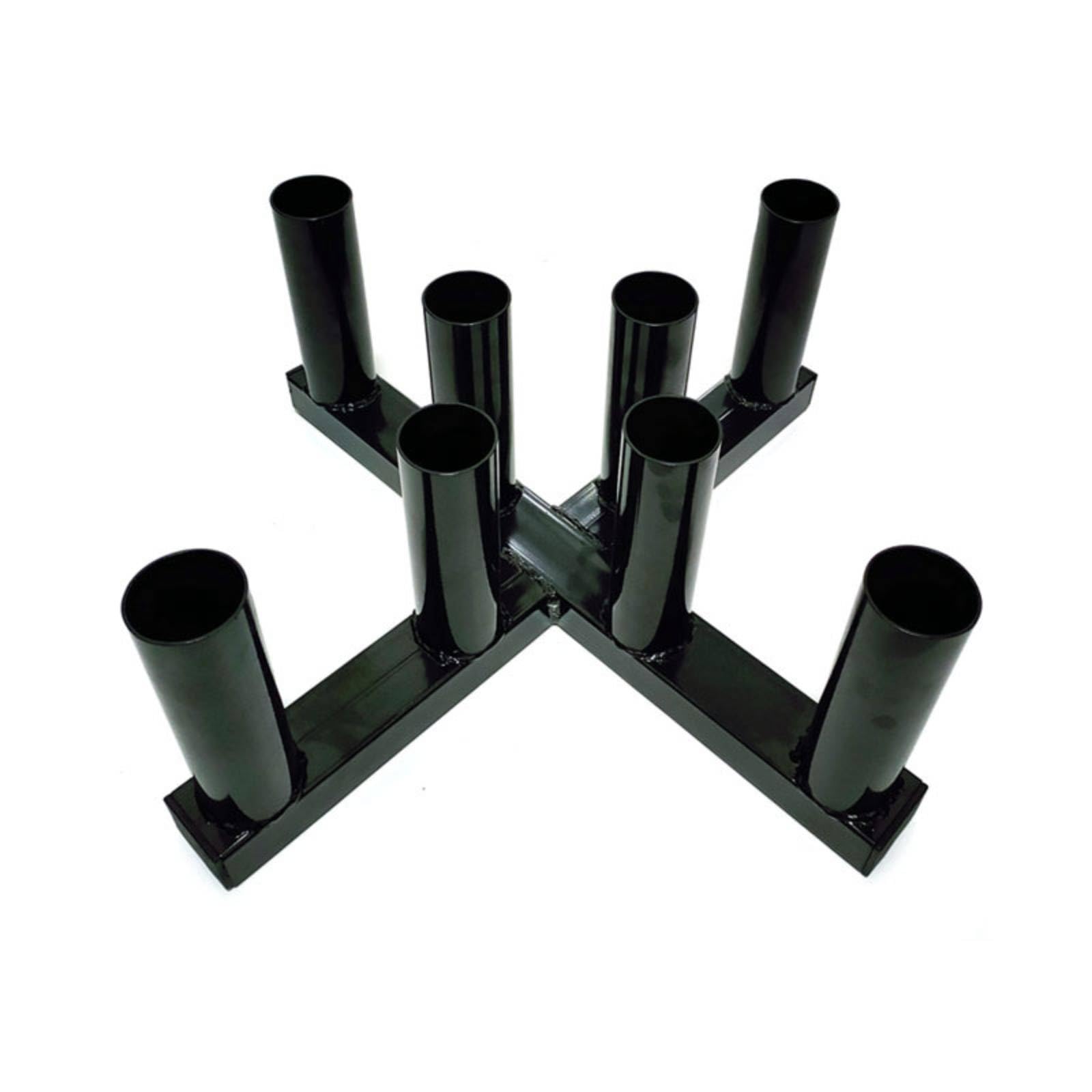 Harilla Soporte para Barras Olímpicas Rack Barra Pesas Organizador Soporte Vertical Base en Cruz Acero 8 Posiciones Mantiene Suelo Libre Compatible con Barras