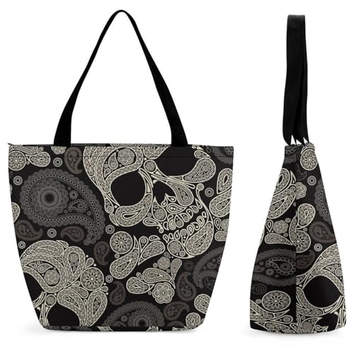 Sac à bandoulière crâne paisley pour femme, le grand cabas idéal pour vos voyages