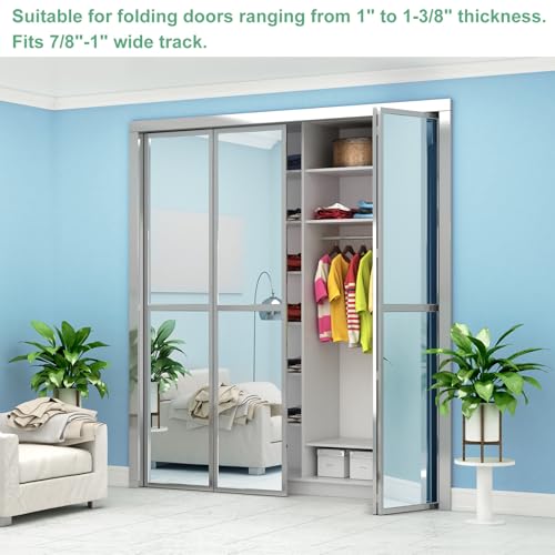 Kit de Herrajes para Puertas Plegables M METERXITY 2 unidades con soporte superior e inferior, rueda guía y pivote para reparación de puertas corredizas de clóset miniatura 6